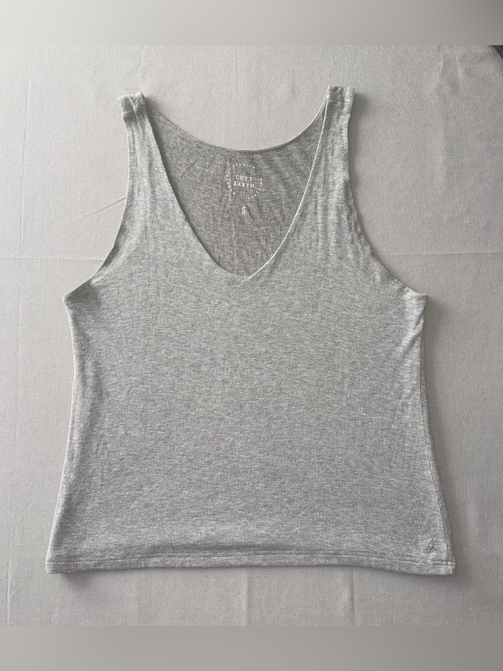 Cozy Earth Ribbed Top V Neck Tank - Small